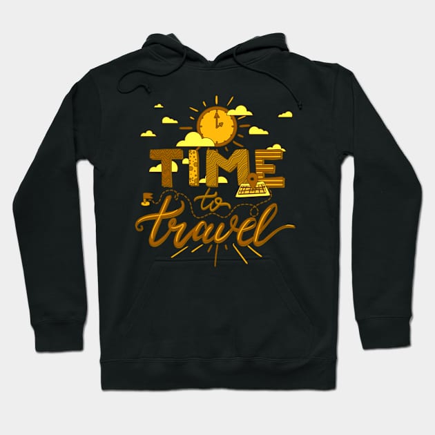 Time To Travel Art Hoodie by Usea Studio